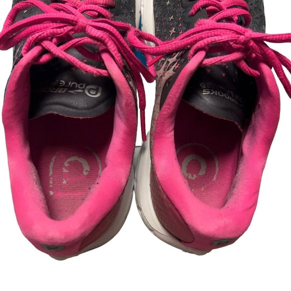 Brooks PureFlow 5 Pink/Black/Gray Running Sneaker Shoes Womens Size 8 Casual - Picture 9 of 16